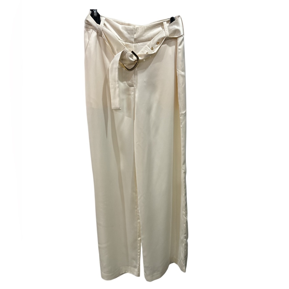 NWT Cache Metallic Ivory‎ Pants Belted Women’s Size 2